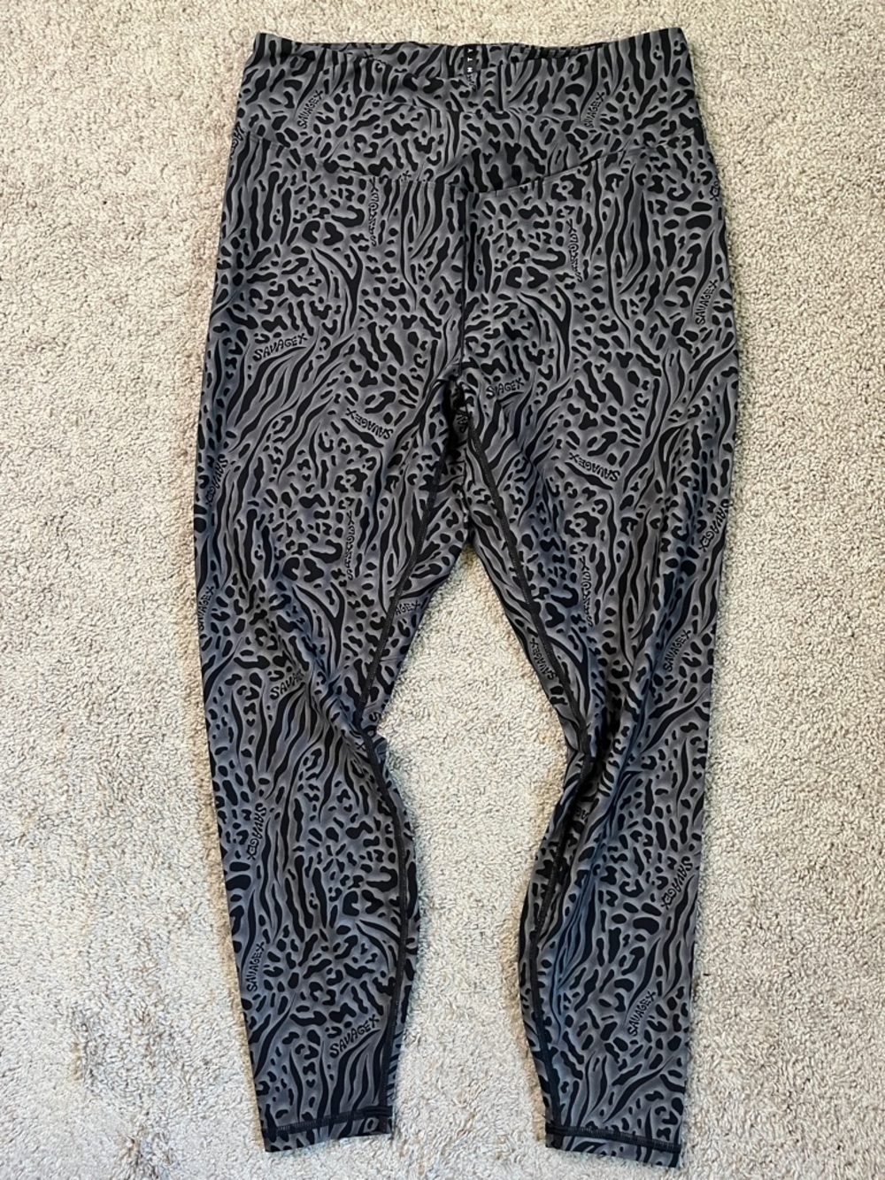 Savage X Fenty Sport High Waist Locked & Lifted Gray Black Leopard Leggings 1X